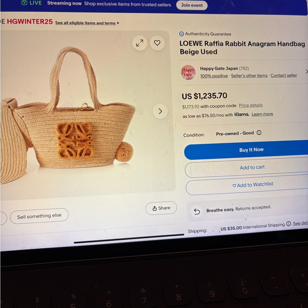 Loewe Tan Crochet Shoulder Bag